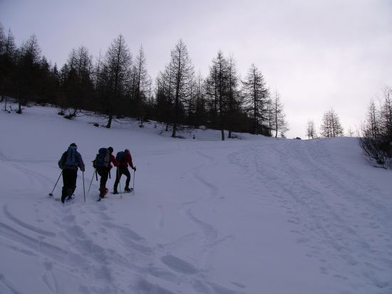 Con le ciaspole sulla neve, verso il Colle Ranzola